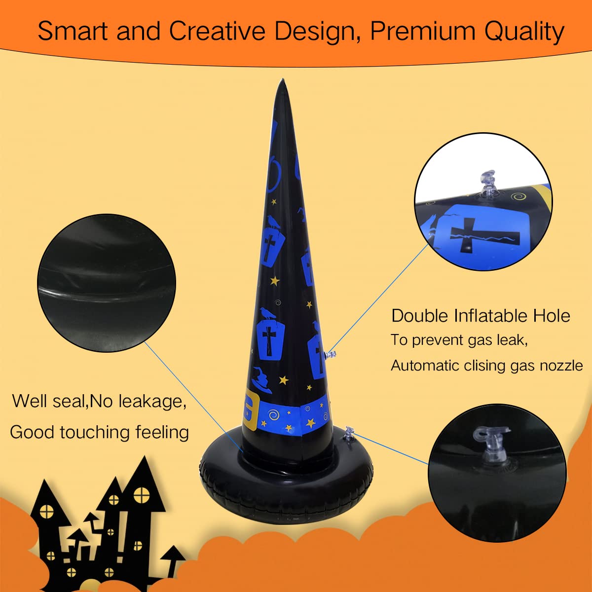 Poptrend 5PK Halloween Inflatable Witch Hat Ring Toss Game With Air Pump - Games Toys for Kids Adults, Decorations
