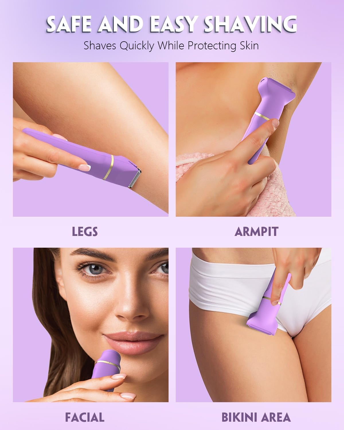 Bikini Trimmer for Women - Tiovara Cordless Electric Razors, Painless Electric Shaver IPX7 Waterproof Pubic Hair Removal with US