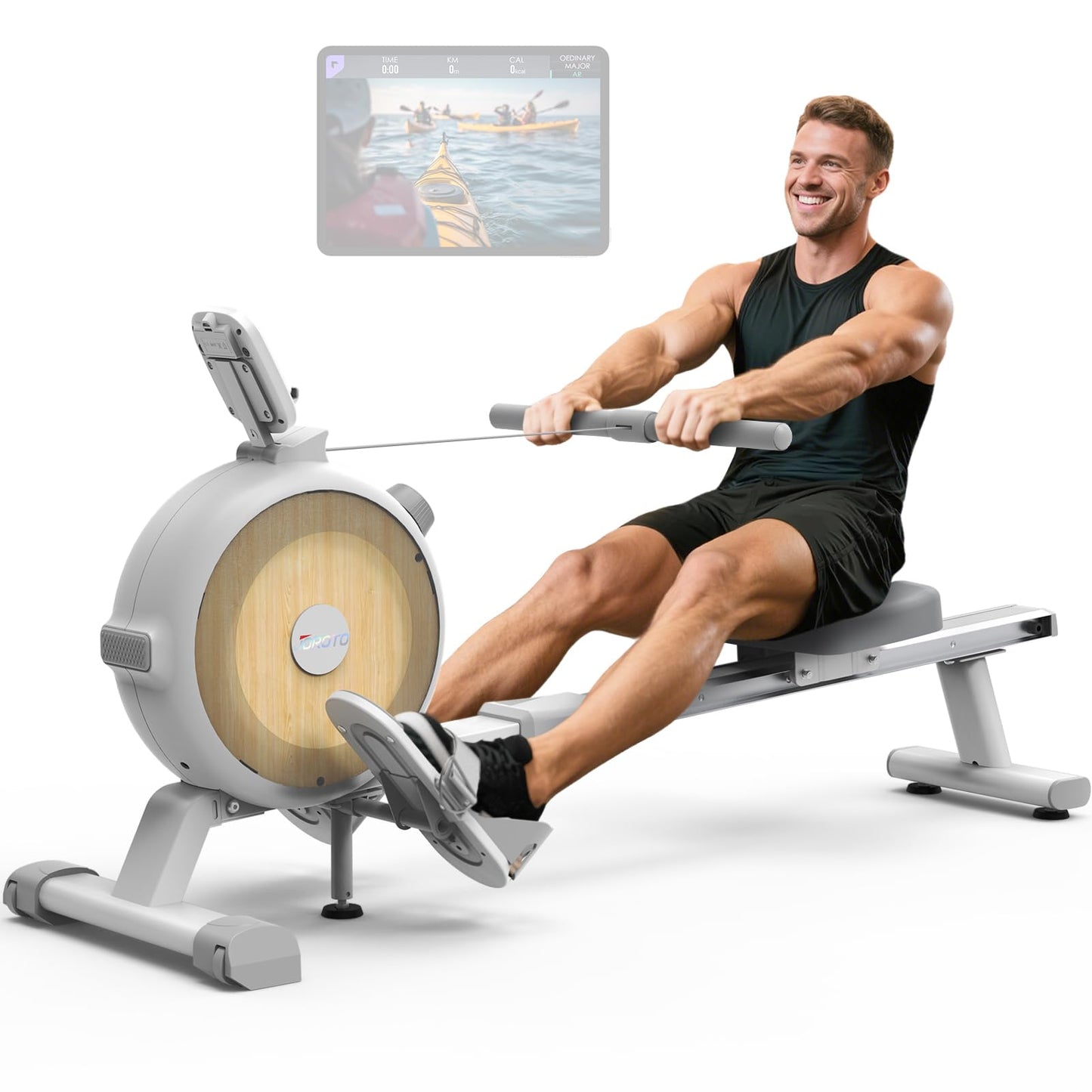 JOROTO Rowing Machine for Home Magnetic Rower Machines 350 LB Weight Capacity 16 Levels Resistance Bluetooth Row Machines with Dual Slide Rail LCD Monitor and Tablet Holder