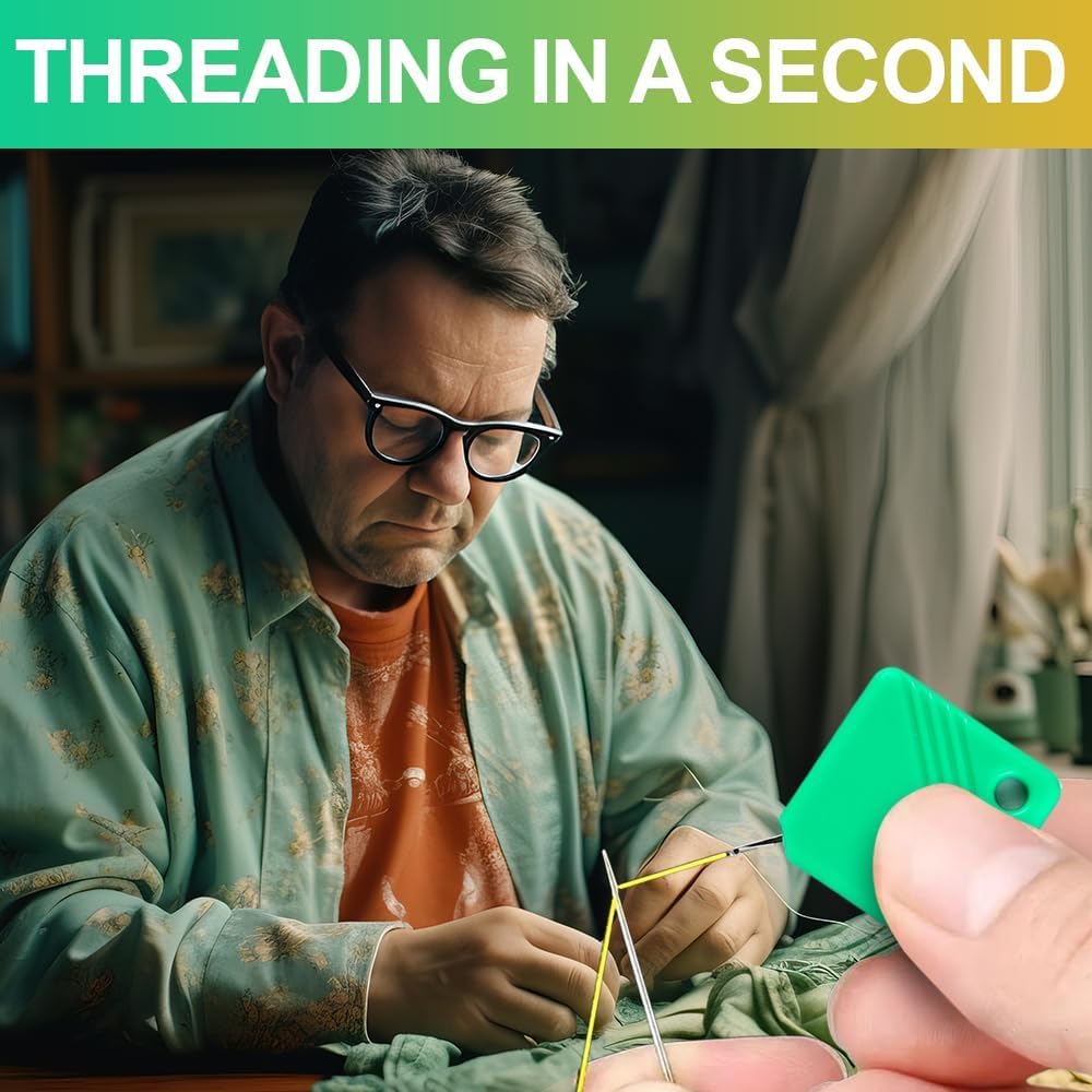 Automatic Needle Threaders for Hand Sewing, 2025 Upgrade Embroidery Floss, Sewing Machine Needle Threader, Sewing Supplies Tool, Fits All Needle Sizes (5, Red)