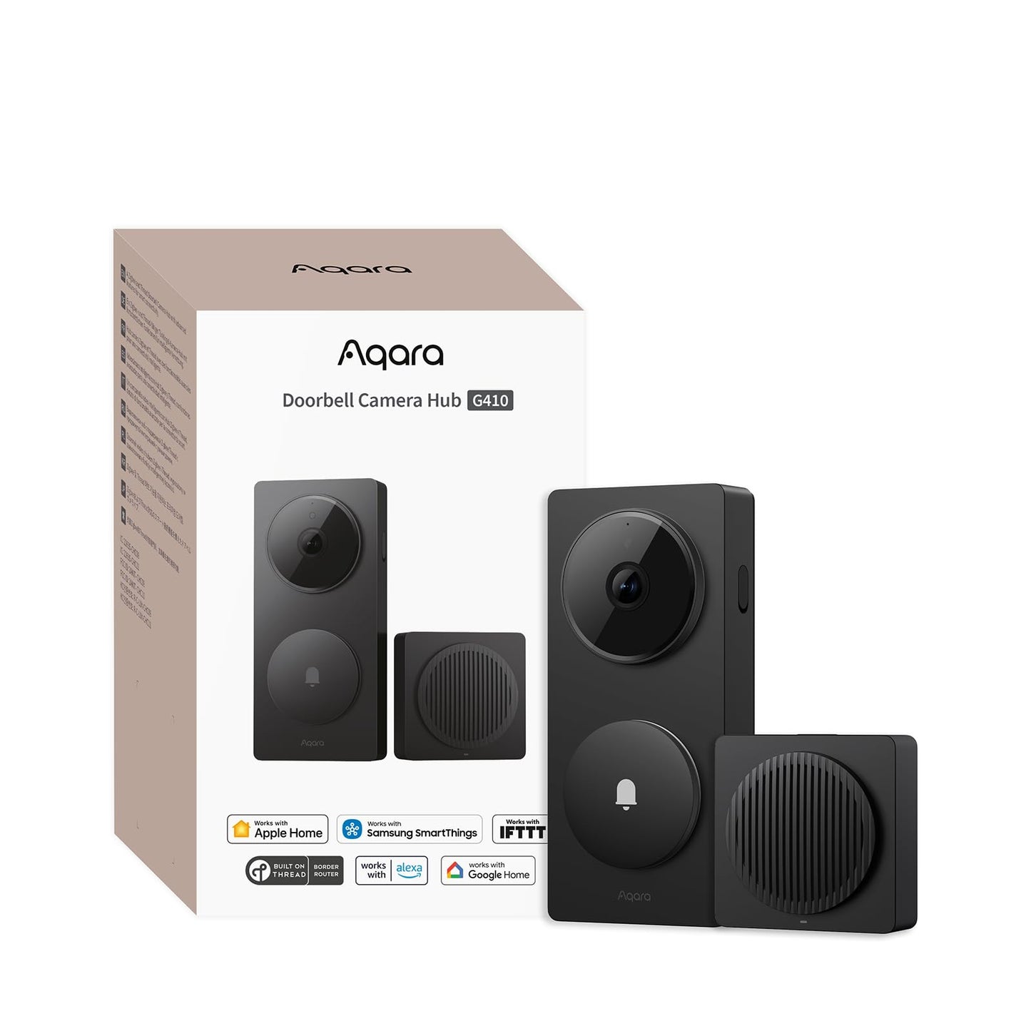 Aqara Smart Doorbell Camera G410 with Chime, 2K, HomeKit Secure Video, 2-Way Audio, Built-in Matter Hub, Wireless/Wired, Support