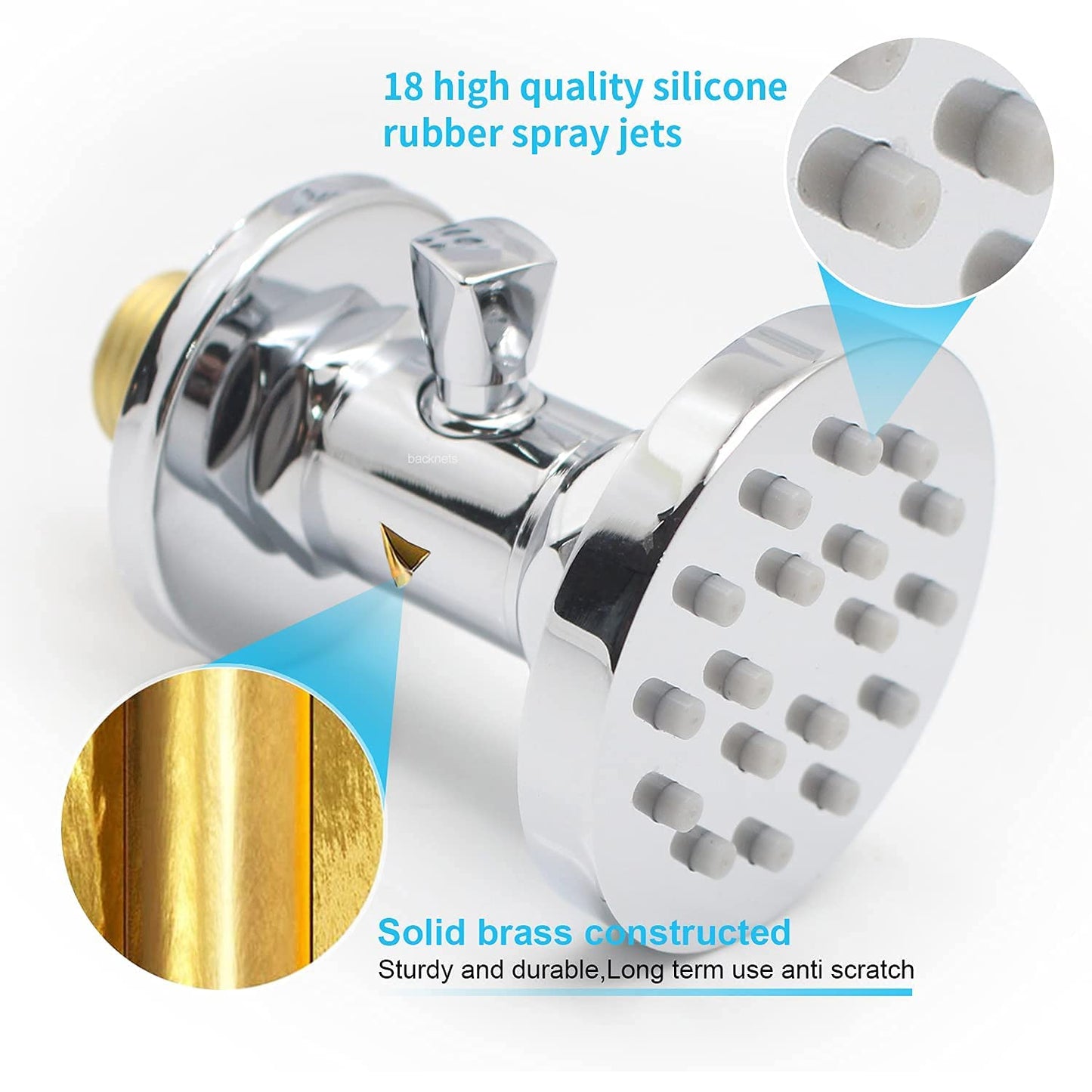 (Upgrade) Backnets Shower Body Spray with On Off Solid Brass Round Shower Jets 6 PCS Massage Showerhead Wall Nozzle, Flow Can Be Controlled, Independent Switch Sprayer (6PCS, Polished Chrome)