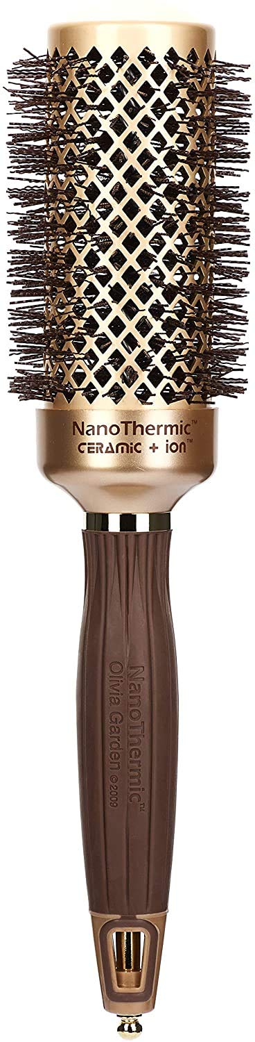 Olivia Garden NanoThermic Ceramic + Ion Round Thermal Hair Brush - Not Electrical - Professional Blowout Brush for Normal to Thi