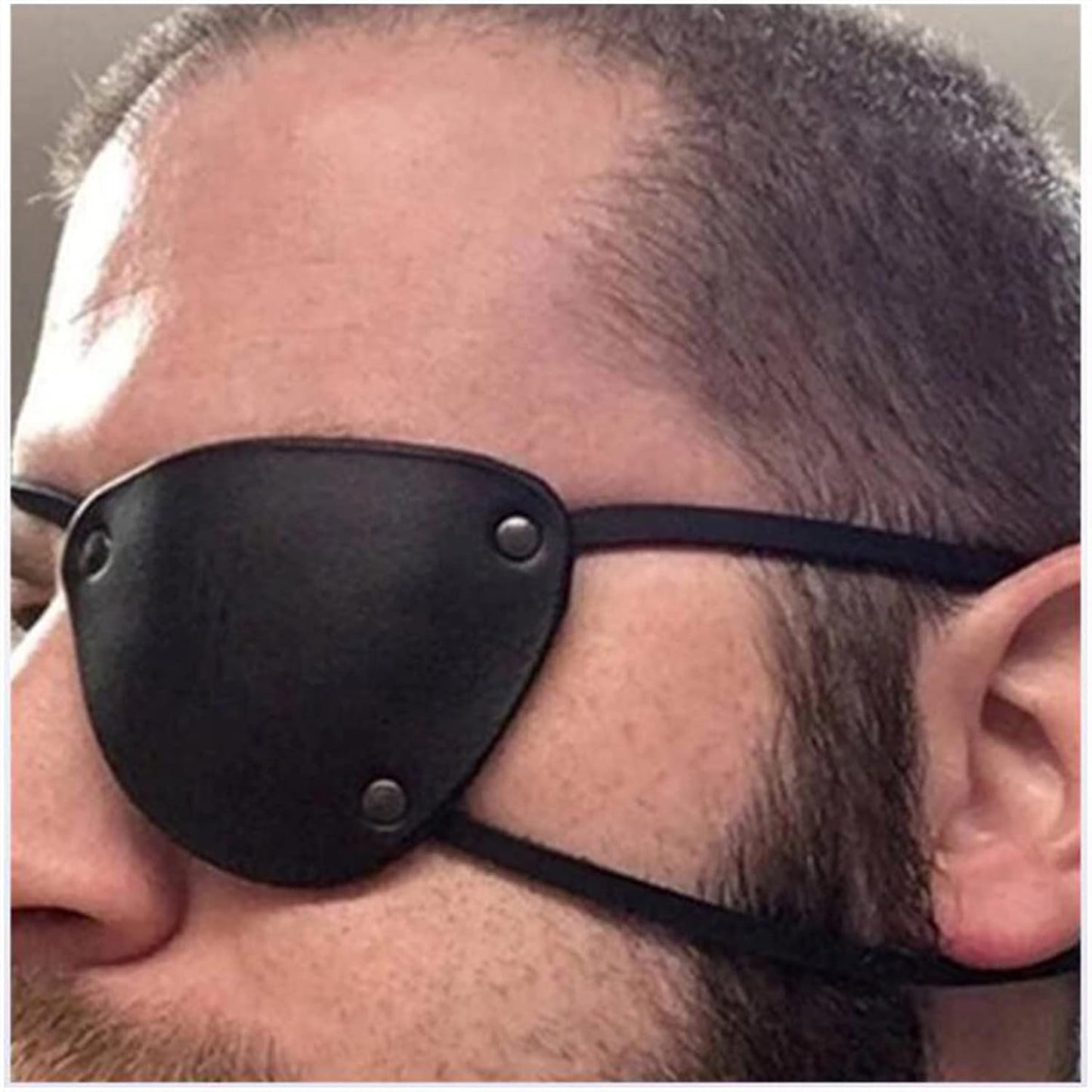 Retro Single Eye Patch - Black Eye Patches - PU Leather Pirate Eye Patch Cover - Adjustable Medieval Steampunk Blindfold for Adults Role Play Costume Accessories, (Left)