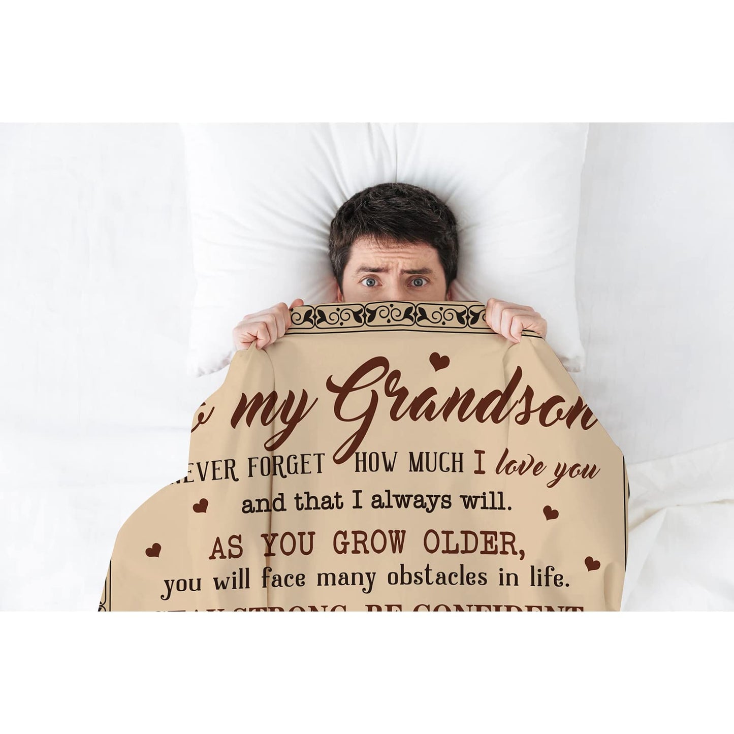 Muxuten Grandson Gifts Blanket, Grandsons Gift from Grandma, Grandson Gifts from Grandma/Grandpa, Grandson Birthday Gift, Graduation Party Gift Ideas Decor Throw Blankets 60"X50"