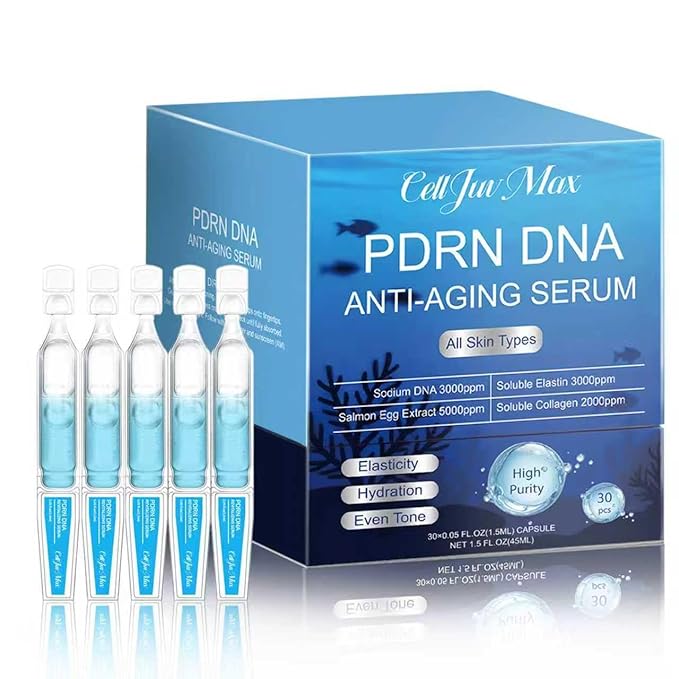 PDRN Serum, 5000ppm Salmon DNA Ampoule, 2000ppm Collagen, Glutathione, Niacinamide & 6in1 Hyaluronic Acids for Wrinkle anti-aging 30Count (1)