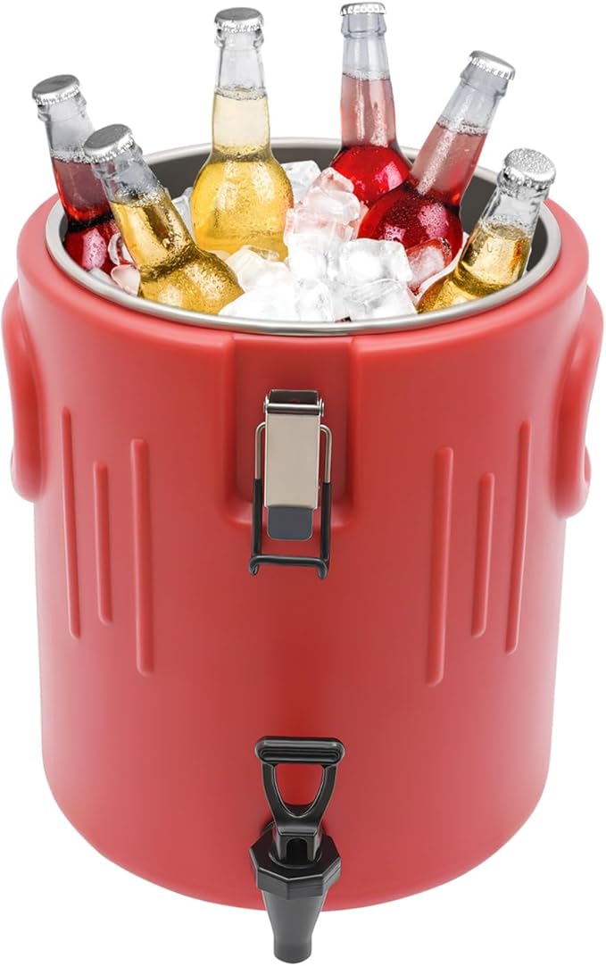 HIFMGHE Insulated Beverage Dispenser 3.5Gal, Hot and Cold Drink Dispenser with Stainless Steel Interior, Lid and Spout, 6-...