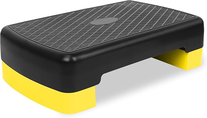 HaoKang Height-Adjustable 4''-6'' Step Aerobics Platform Fitness Equipment Stepper Trainer Exercise Step Platform with 2 Riser