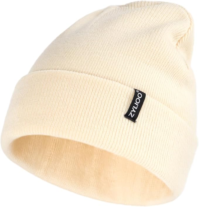 Zylioo Oversize Beanie Hats, XXL Big Size Ribbed Knit Cuffed Winter Hat for Cold Weather, Warm Skull Watch Cap