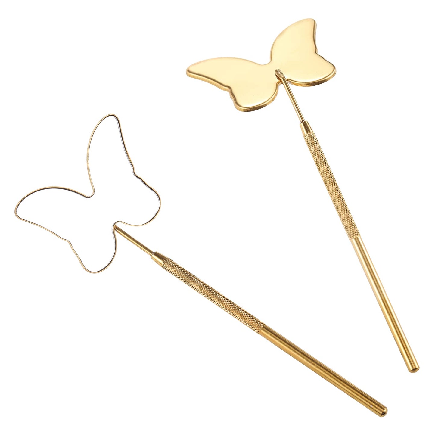Miuffue Cute Butterfly Lash Mirror for Eyelash Extensions, 2.5inch Stainless Steel Detachable Eyelash Mirror, Gold