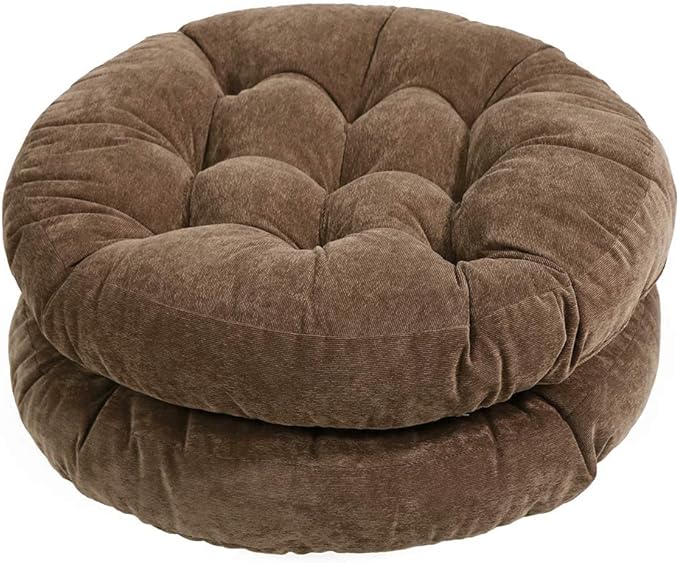 Tiita Round Chair Cushions 22x22 Inch Outdoor Seat Pads Set of 2 Throw Floor Pillows for Adults Sitting Patio Garden, Coffee