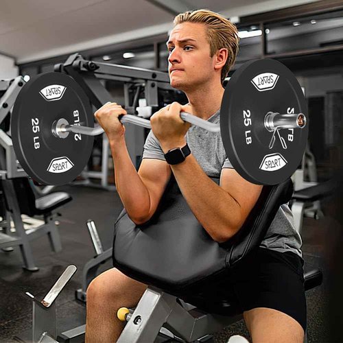 Olympic Barbell EZ Curl Bar, 47INCH/4FT Strength Training Curling Bar with Knurled Grip Chrome Barbell Bar for Weightlifting, Copper Sleeve Barbell for 2-inch Weight Plates, 500 LBS Capacity