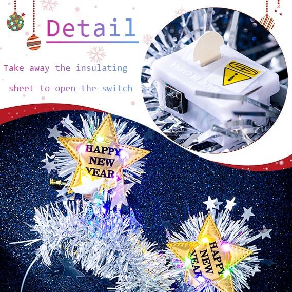Firuilo Light Up Christmas Headband Glowing Star Tinsel HAairbands Happy New Year Headpieces Xmas Hair Accessories for Women
