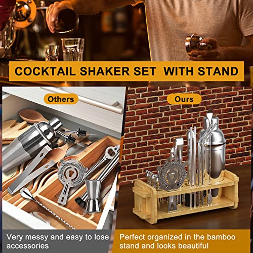 30pcs Mixology Bartender Kit with Stand, Secilla 25oz Bar Set Cocktail Shaker Set, Professional Bartending Kit Home Bar To...