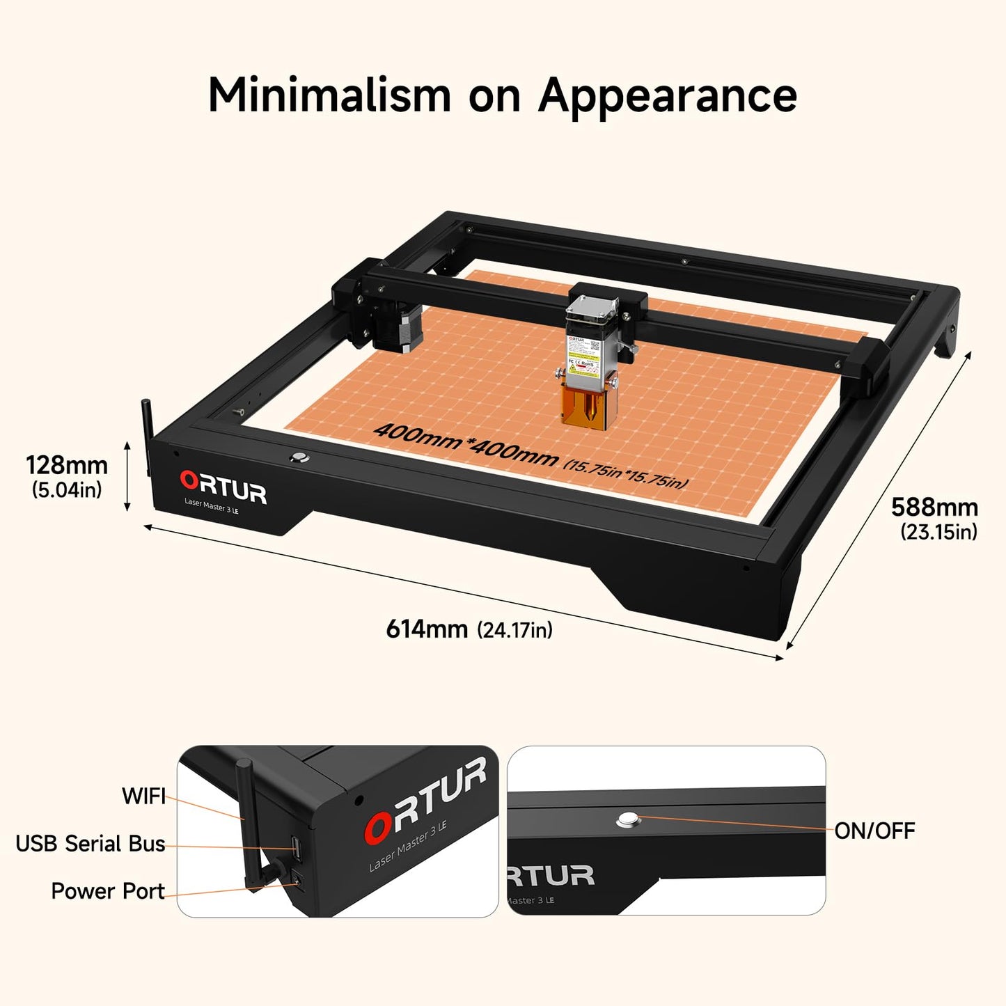 5,000mW Engraving Machine, Ortur Laser Master 3 LE Laser Engraver, High Precision 0.09×0.15mm Spot, WiFi APP Control, 400×400mm Work Area, Detail Engraving for DIY Crafts, Wood, Acrylic, Leather