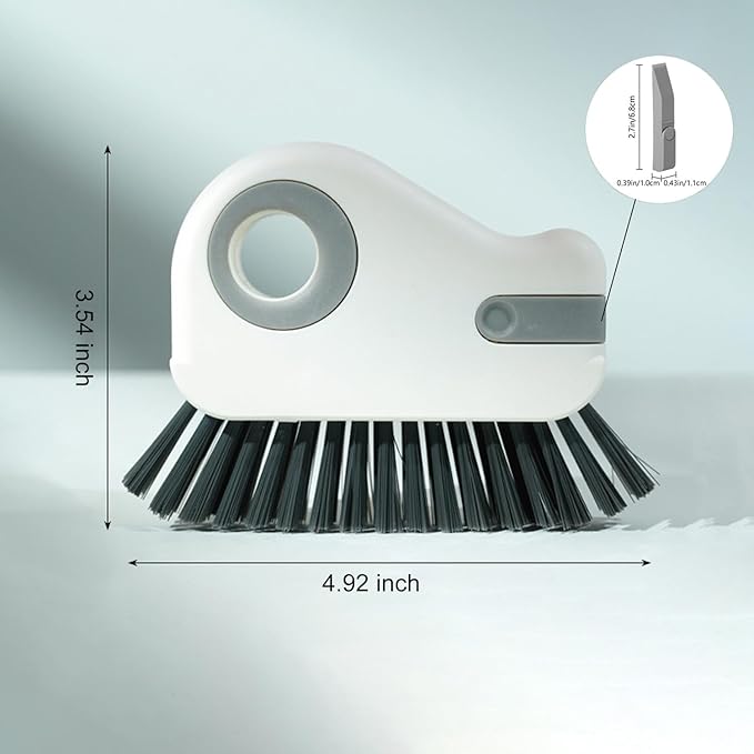 2 in 1 Groove Cleaning Brush Window Track Cleaning Tools, Multifunction Crevice Brush with Hard Bristle and Hidden Scraper, Kitchen Brush Window Track Cleaner for Sliding Door Track, Sill (2Pcs)