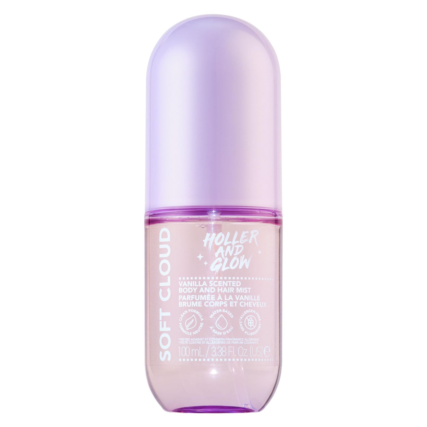 Holler And Glow Mood Boosting Soft Cloud Body & Hair Mist, Body Spray, Teen Girls Spritz, Long Lasting, Vanilla, Sweet Scented, Water Based Fragrance For Tweens, Clean & Gentle Formula, 3.38 Fl Oz