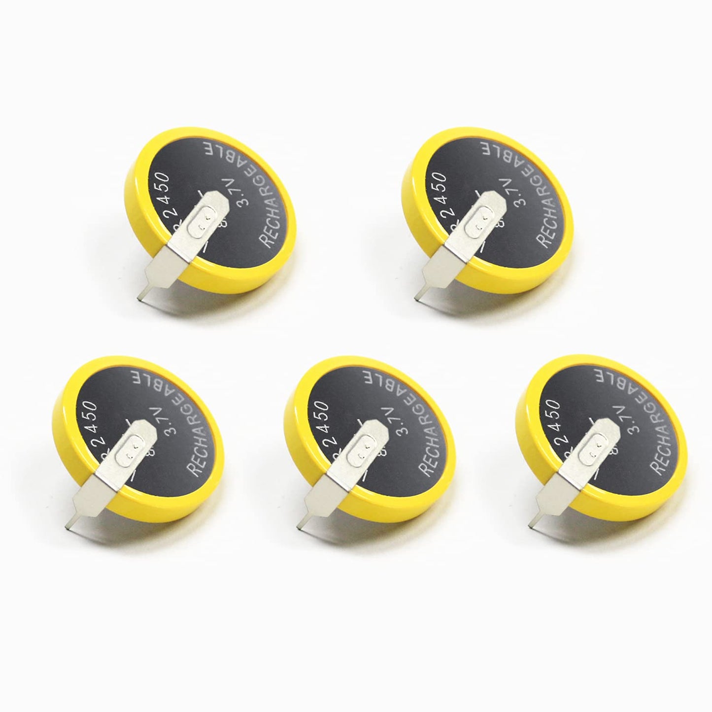 Eemb 5Pcs Lir2450 Rechargeable Battery 120Mah 3.7V Lithium-Ion Coin Button Cell Batteries With Solder Tabs