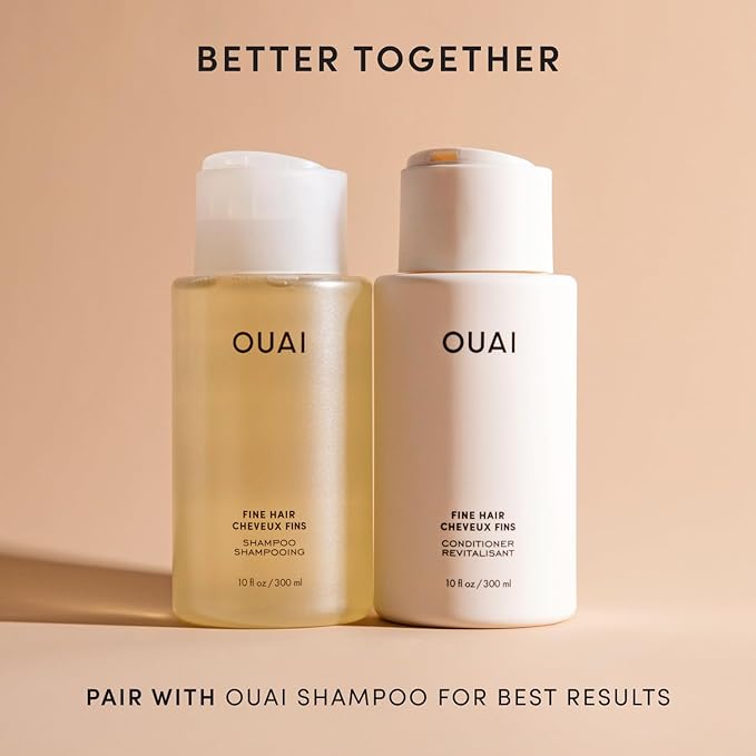 OUAI Fine Hair Conditioner Travel Size - Volumizing Conditioner for Fine Hair with Keratin, Biotin & Chia Seed Oil - Adds Softness, Bounce & Volume - Free from Parabens, Sulfates & Phthalates (3 Oz)