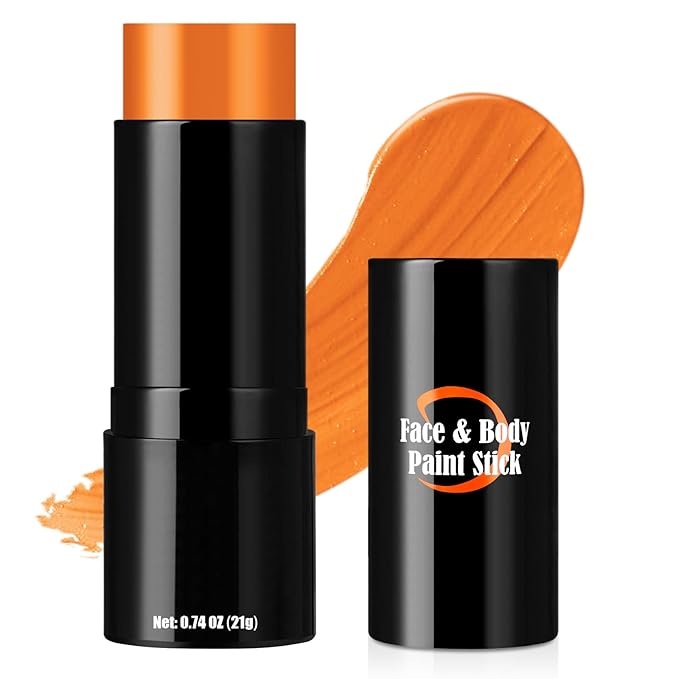 Pumpkin Orange Face Body Paint Stick, Cream Blendable Face Paint,Orange Eye Black Baseball/Softball, Face Painting for Halloween Pumpkin Special Effects SFX Cosplay Makeup