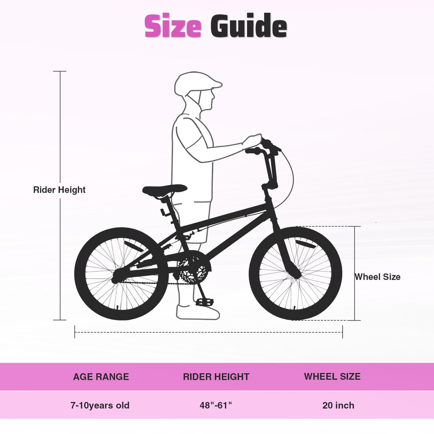 BMX Style 20 Inch Kids Bike for Boys/Girls Bicycle Ages 7-10 Years Old,1 Speed,Kids Cycle Bikes from Beginner-Level BMX to Advanced Riders with 2 Pegs,Rear Caliper Brakes，Durable Steel Frame，White