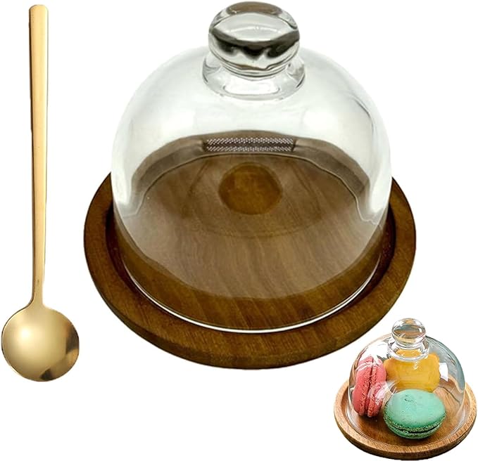 Charcuterie Snow Globes, Mini Cake Stand Display with Wooden Tray and Glass Dome Lid, Charcuterie Board for Cheese Dessert...