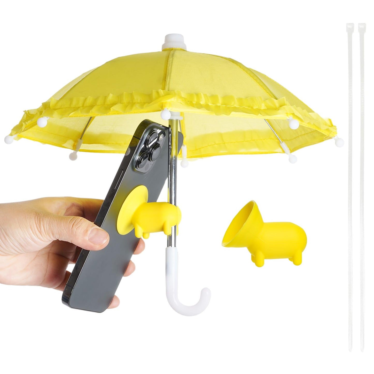 Yymbot Yellow Phone Umbrella For Sun, Universal Cell Phone Umbrella Piggy Suction Cup Phone Stand, Cover Sun Shield, Adjustable,