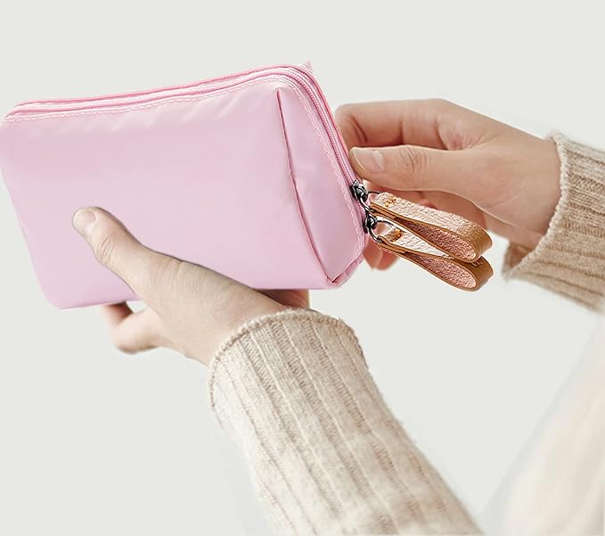 Small Makeup Bag for Purse, Makeup Pouch Small Cosmetic Bag Mini Portable Handbag for Women and Girls (Pink)