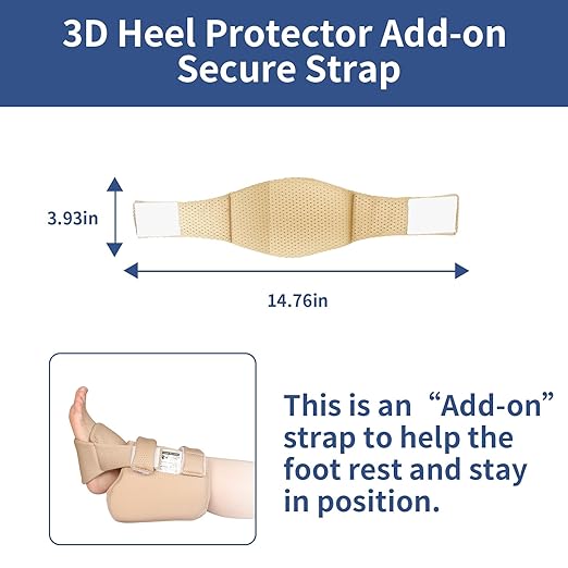 Ehucon Add-on Secure Strap Prevent 3D Heel Protector from Shifting or Falling Off,Relieve Pressure Ulcer Pain-Sold as 2 Count-Khaki（NOT INCLUTE 3D Heel Protector）