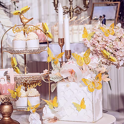 SAOROPEB 3D Butterfly Wall Decor - 48 Pcs, 4 Styles, 3 Sizes, Gold Butterfly Decorations for Birthday & Party Celebration...
