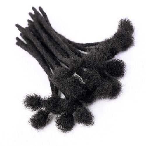 WacanDan 100% Human Hair Dreadlock Extensions for Men/Women, 0.4cm Thickness 8 Inch 60 Strands Full Handmade Can be Dyed and Bleached Permanent Loc Extensions Human Hair Natural Black