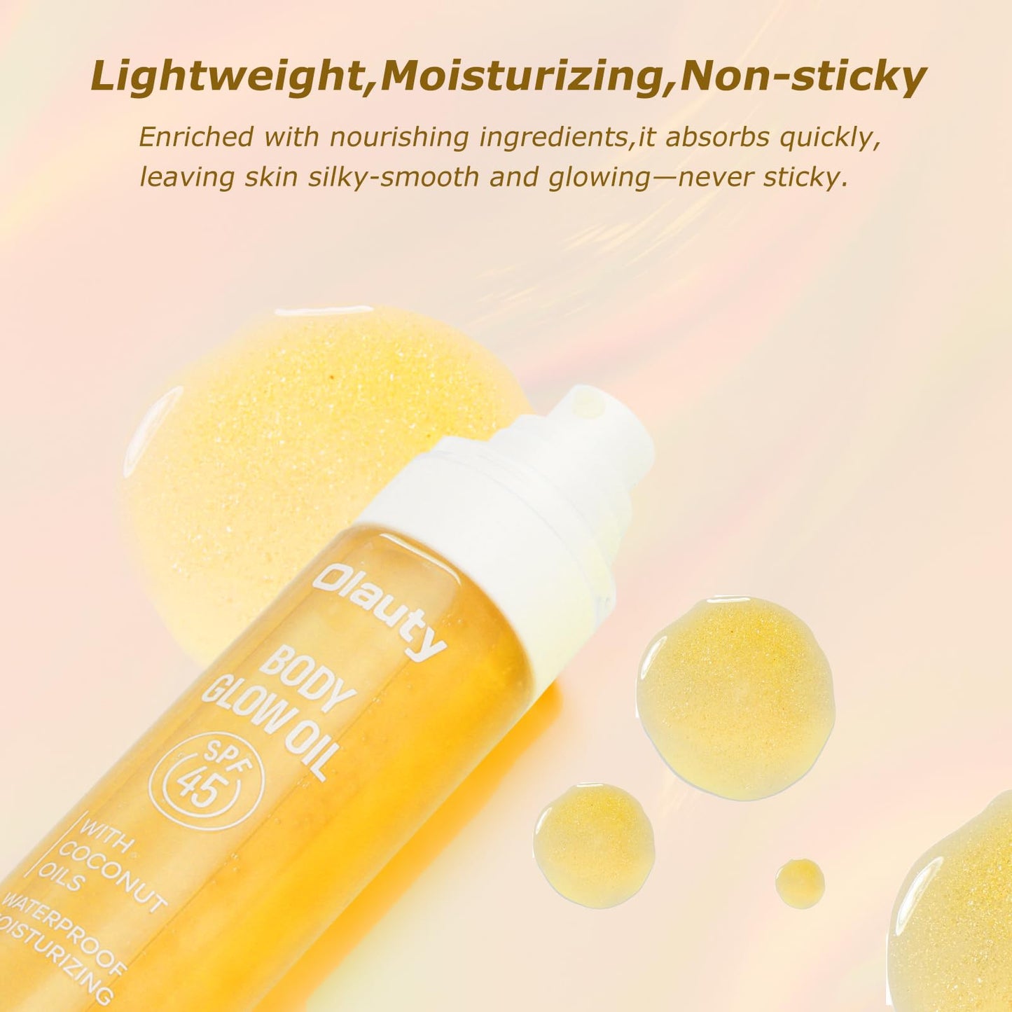 Sunscreen Body Oil,SPF 45,Sun Shield Sheer Body Glow Oil,Lightweight Soft Glowing Lotion,Moisturizing Coconut Oils,Waterproof No