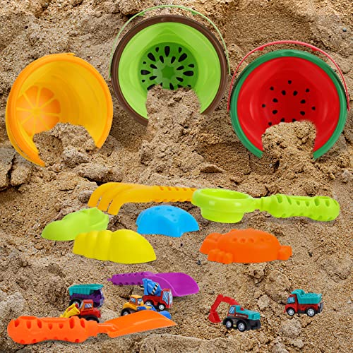 Beach Sand Toys Set for Kids, Silicone Collapsible Foldable Beach Bucket Travel Beach Toys for Summer Outdoor Camping and ...
