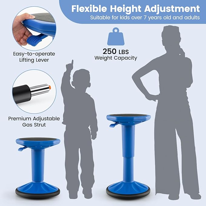 Giantex Wobble Stools for Classroom Seating - Wiggle Stool with Adjustable Height, 24" Active Learning Stool, Sitting Balance Chair for School, Office Stand Up, Flexible Seating Wobble Chair, Navy