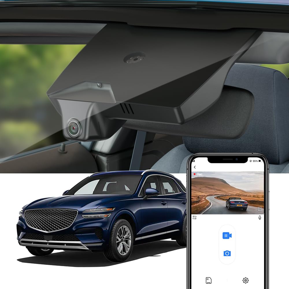 Fitcamx 4K Dash Cam Suitable for Genesis GV70 2022-2026 2.5T 3.5T Sport Advanced Prestige Select (HD2-AR100), OEM Look, UHD 2160P Video, WiFi & APP, Loop Recording, G-Sensor, Plug & Play, 64GB Card -Like New