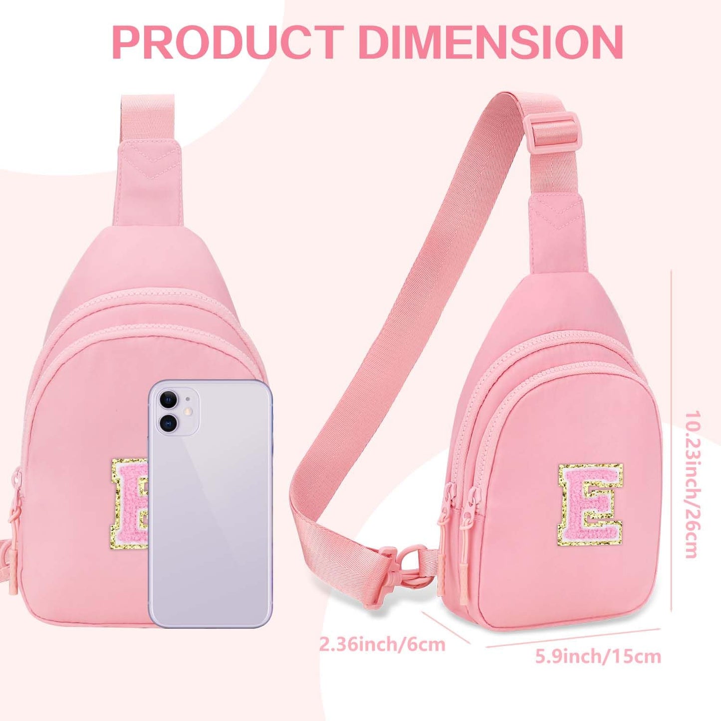 Birthday Gifts for for Girls Women- Personalized Initial Sling Bag Cross Body Bag Fashion Waist Packs Trendy Travel Fanny Pack with Initial Letter Patch Cute Stuff A