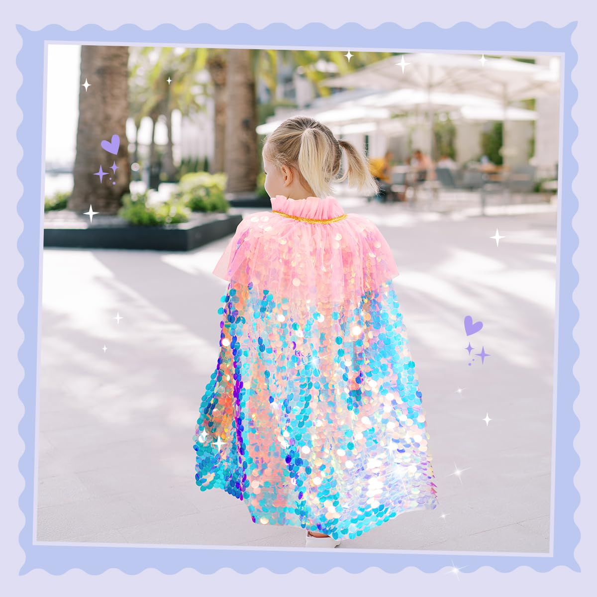 Meland Princess Dress Up for Girls 3-8, 11Pcs Mermaid Cape with Crown, Dress Up Clothes Birthday Gift Toys for Girls Toddlers
