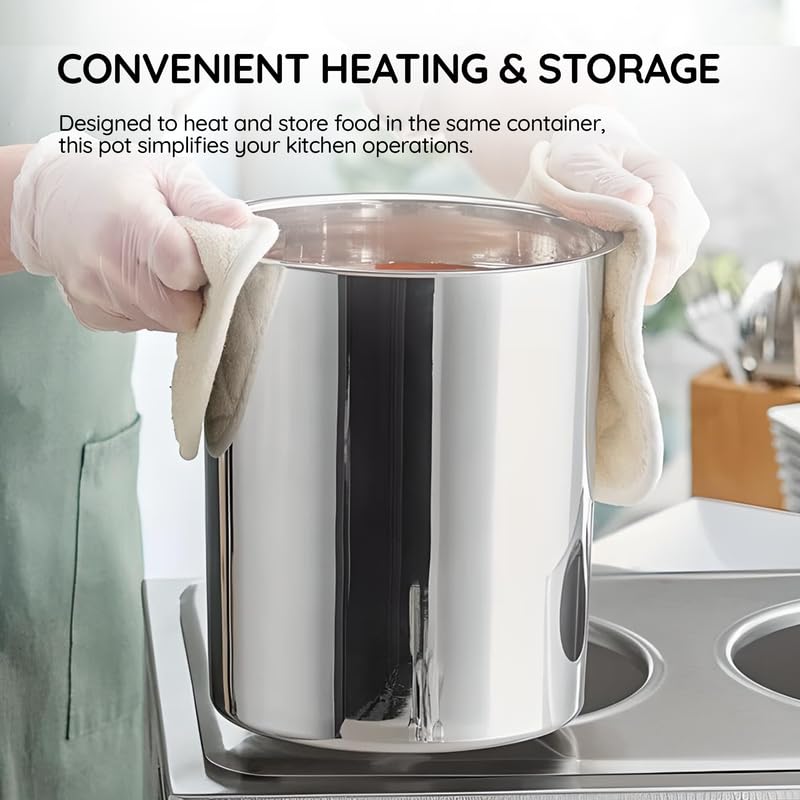 OCS Parts 8 Quart Bain Marie Pot with Lid Set | 9-5/8" x 7-3/8" Stainless Steel Pot for Warm or Cold Food, Home Kitchens, Stovetop, Steam Tables, Catered Events, Soup Warmers or Buffet and Salad Bars