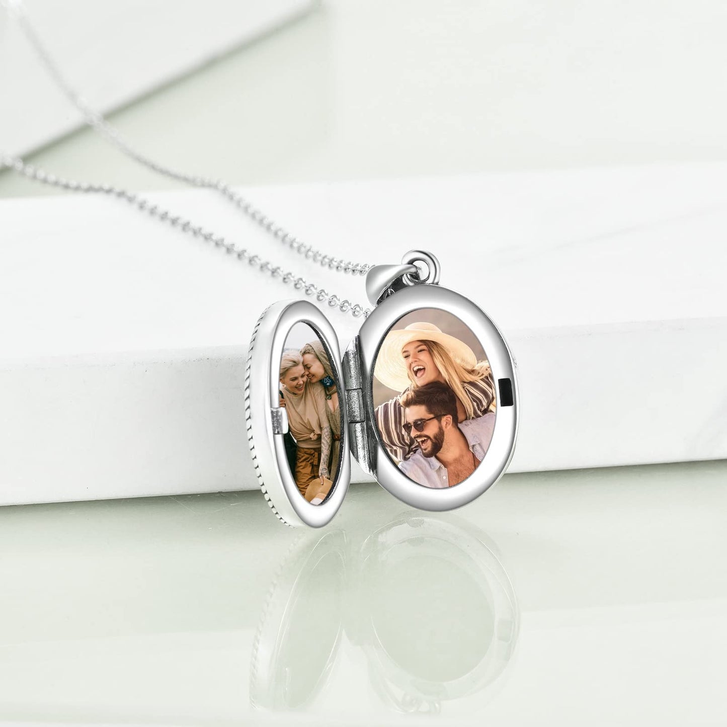 ONEFINITY Skull Locket Necklace Sterling Silver Skeleton Tree of Life Locket Necklace That Holds Pictures Couple Skull Locket Pe