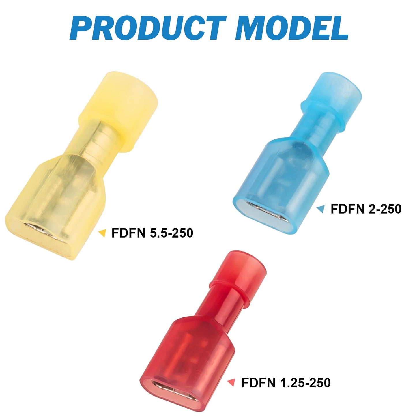 Ftimda 90PCS Female Spade Connector Kit, Nylon Spade Wire Terminal Connectors for 12-10, 16-14, 22-16 AWG Wire, Quick Disconnect Fully Insulated Crimp Terminals for Auto, Speaker and Stereo Wiring