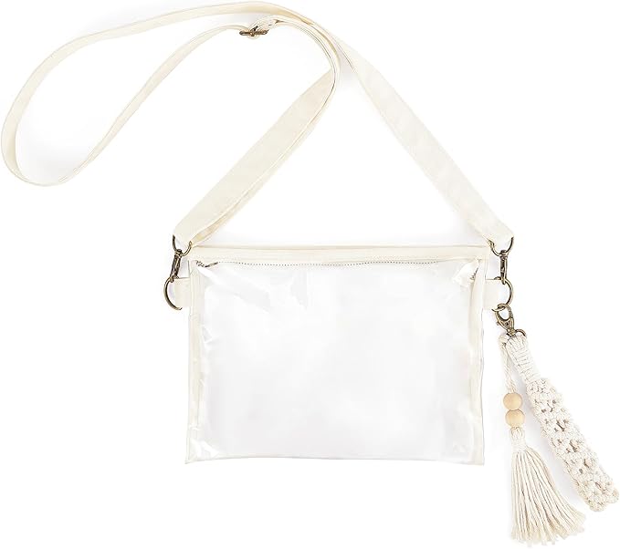 Mkono Clear Bag Stadium Approved, Small Purse for Women with Macrame Wristlet Transparent Concert Crossbody Bag for Sport ...