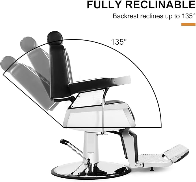 Artist hand Barber Chair Reclining Hydraulic Barber Chairs Heavy Duty Styling Chairs for Salon Chair Tattoo Chair Beauty Equipment (Black)