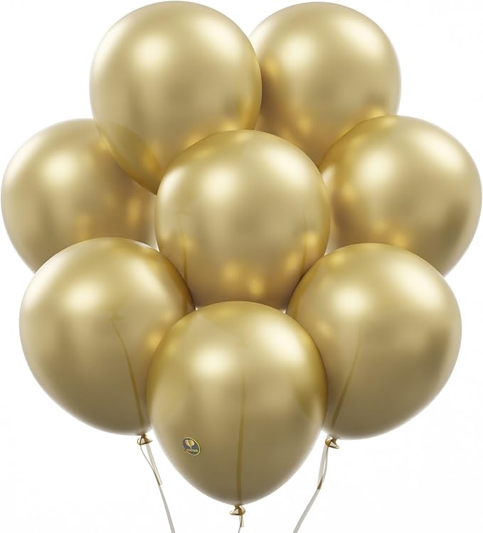 AFTERLOON® Biodegradable Balloons 24 pcs Gold 12 Inch, Matte Color Thickened Extra Strong Latex Helium Float, Multicolor C...