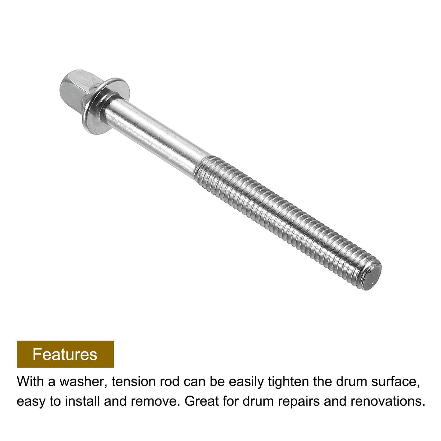 Meccanixity Drum Tension Rods M6 X 60Mm For Bass Drum Hardware Parts Accessory Pack Of 6