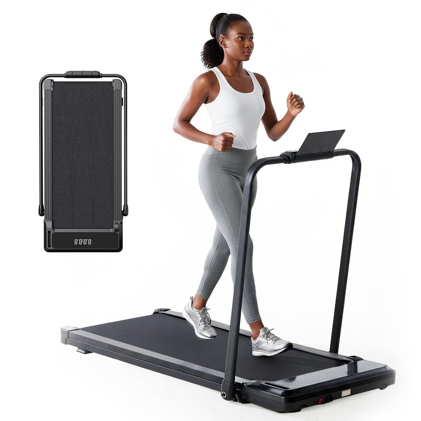 OLIXIS Walking Pad Treadmill for Home, Under Desk Treadmill with Handle for Small Space, Portable Design for Home Office Workouts, LED Display with Remote Control, Low Noise