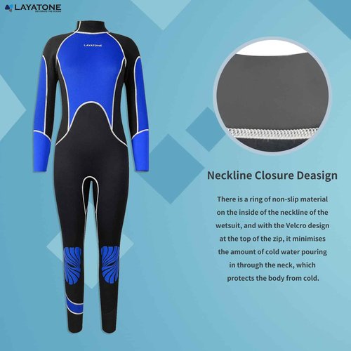 LayaTone Wetsuit Women Full Body 3mm Neoprene Diving Suit with Back Zip, Wetsuits for Women in Cold Water Swimming Diving Snorkeling Kayaking