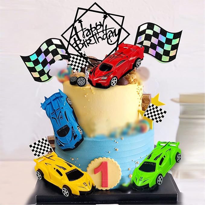Racing Car Cake Decoration Racing Car Cake Topper Racing Car Birthday Cake Decorations Racing Car Party Favors for Kids Racing Car Theme Birthday Supplies Cars Party Favors