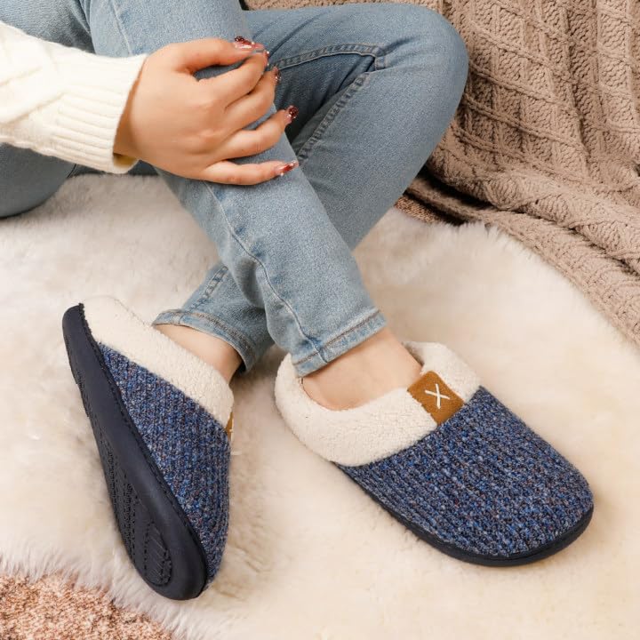 ULTRAIDEAS Women's Indoor Bedroom Slipper with Memory Foam, Gift for Women, Wool-Like House Shoe with Anti-Skid Rubber Sol...