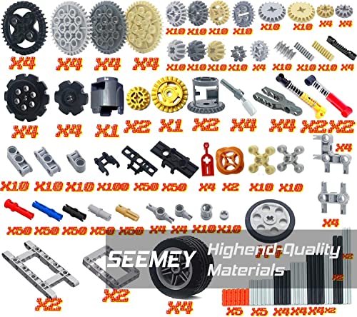 SEEMEY 844Pcs Pins-Gears-Axles Set Compatible with mainbrands-Technical-Parts, Latest differentials Chain Link Connector J...
