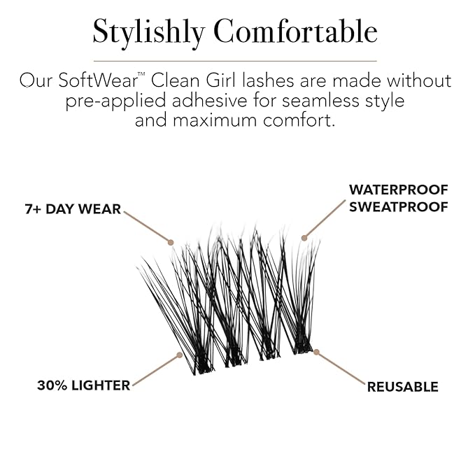 Pro Lash SoftWear Clean Girl Mini Lash Clusters Kit - Natural-Looking, Lightweight Lashes - 7-Day Cluster Eyelash Extensions - Waterproof Lashes Clusters - Single Set - Doll Eye No. 38